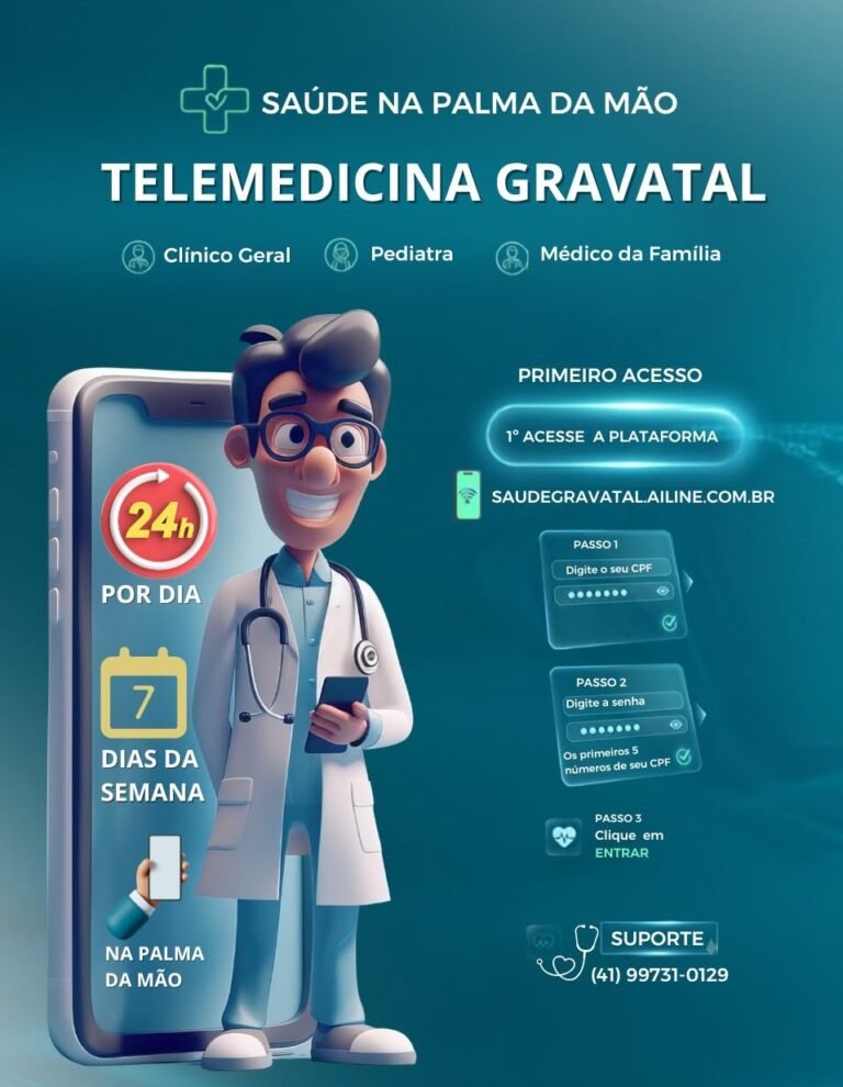 Gravatal oferece atendimento médico por telemedicina 24 horas por dia